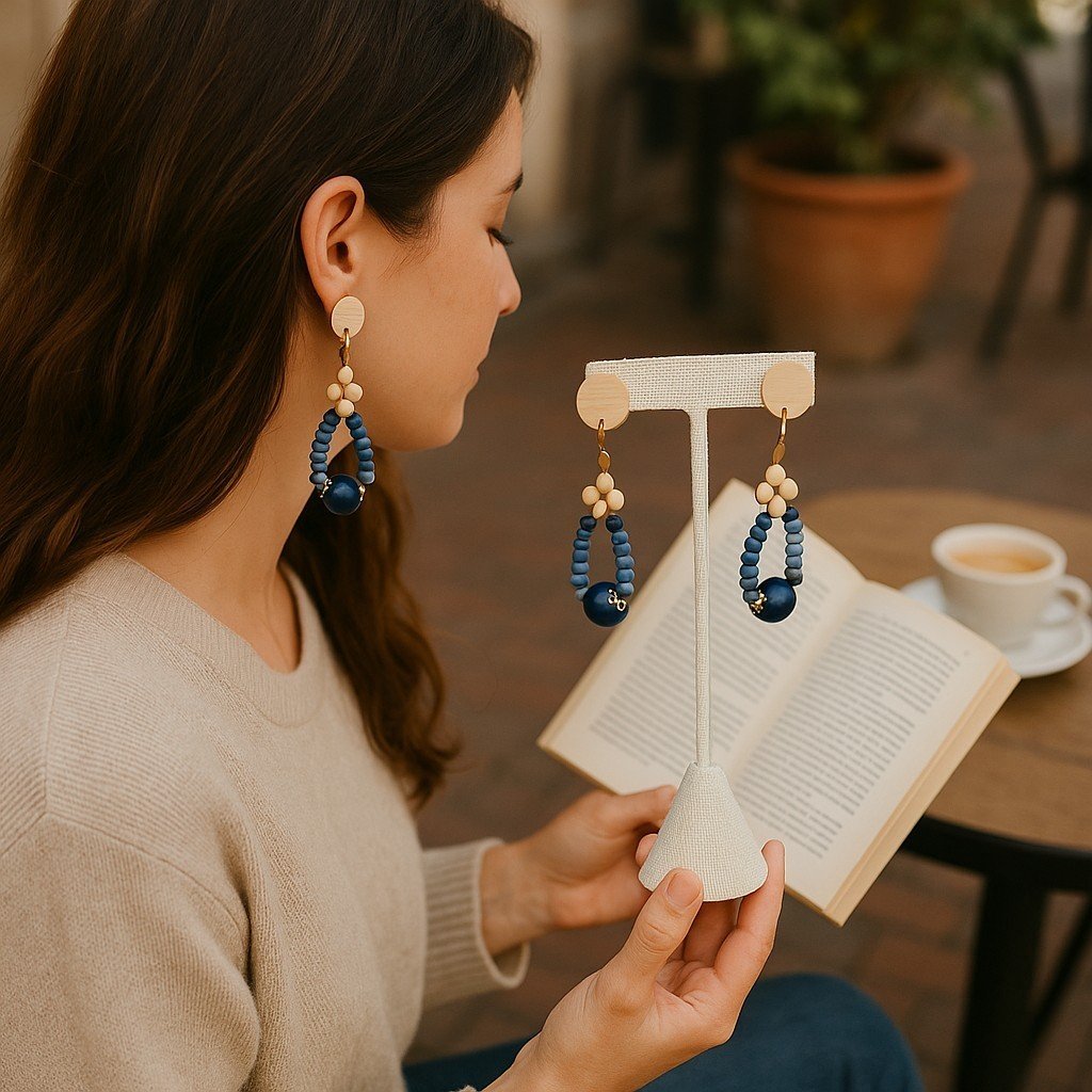 Bold In Blue Oversized Beaded Hoops